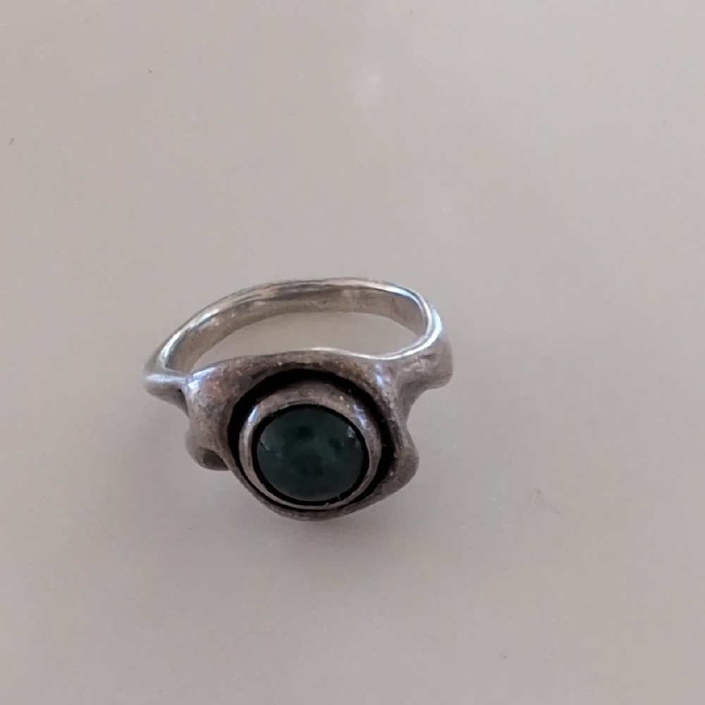 Elegant Silver Ring with Green Stone